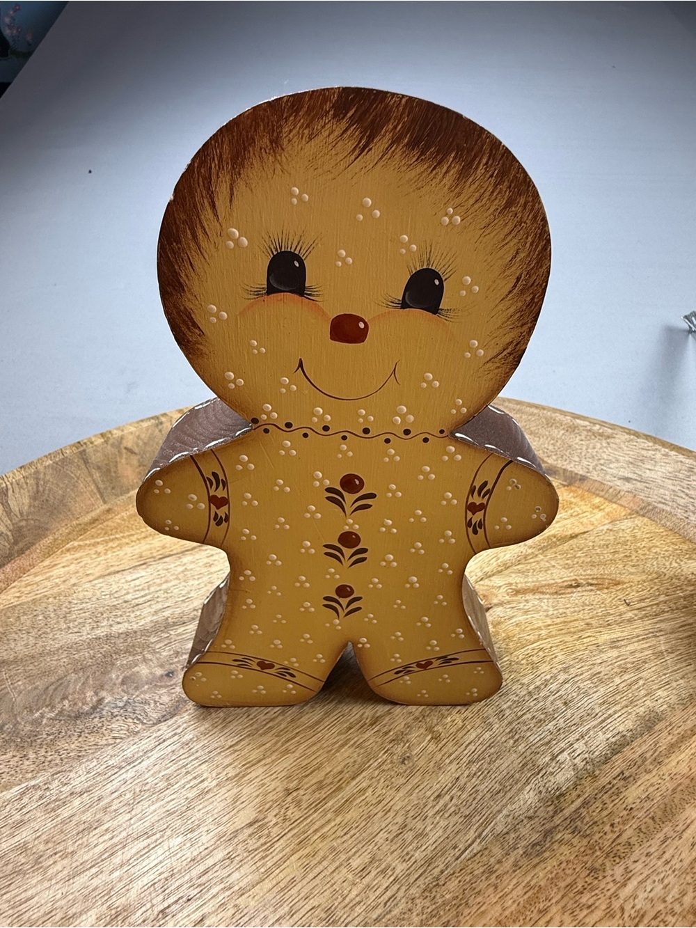 Vintage Benner Gingerbread Wood Taper Candle Holder Christmas Folk Art